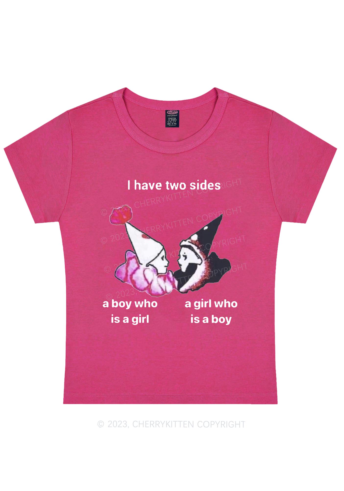 Curvy I Have Two Sides Y2K Baby Tee Cherrykitten