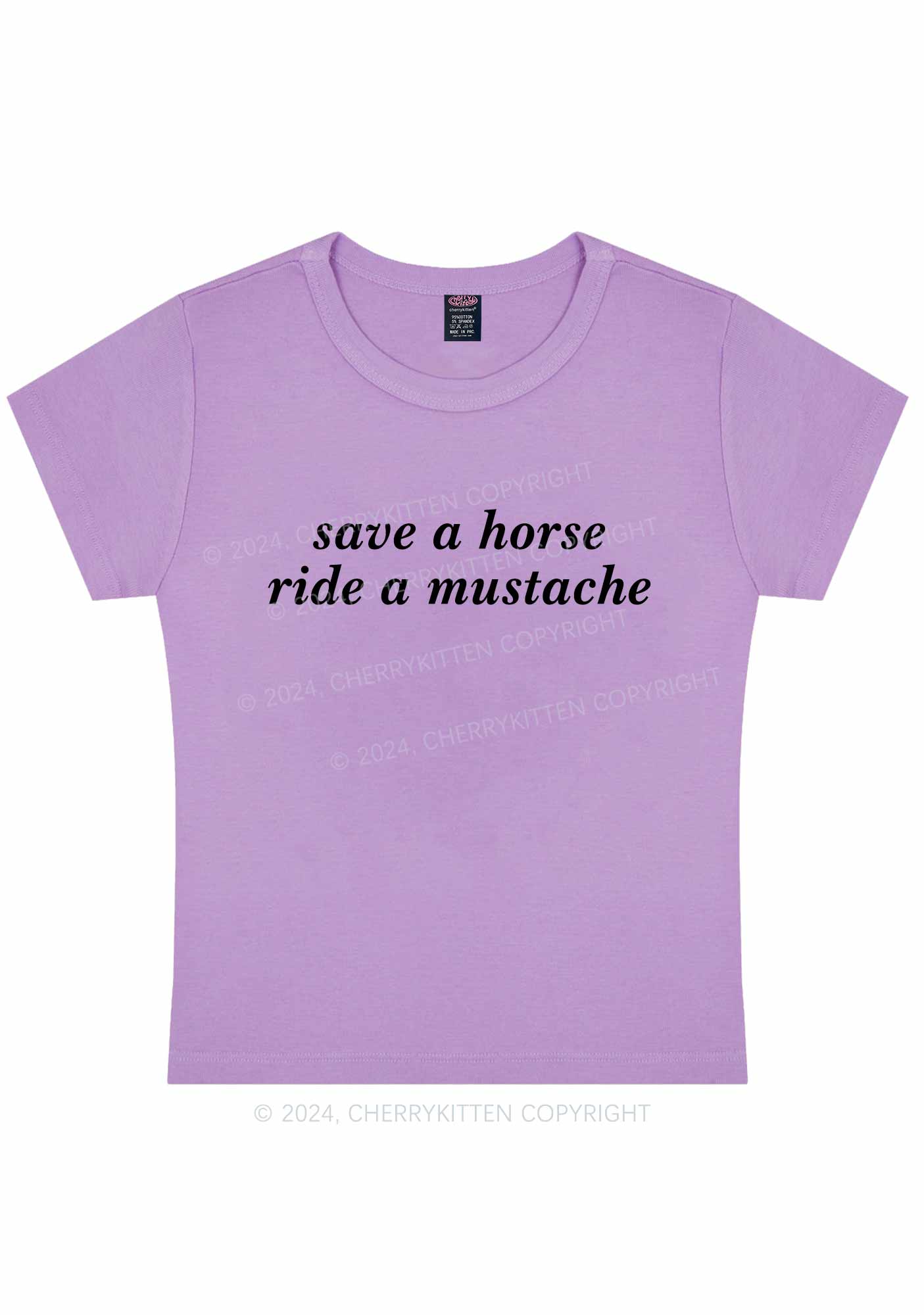 Curvy Ride A Mustache Y2K Baby Tee Cherrykitten