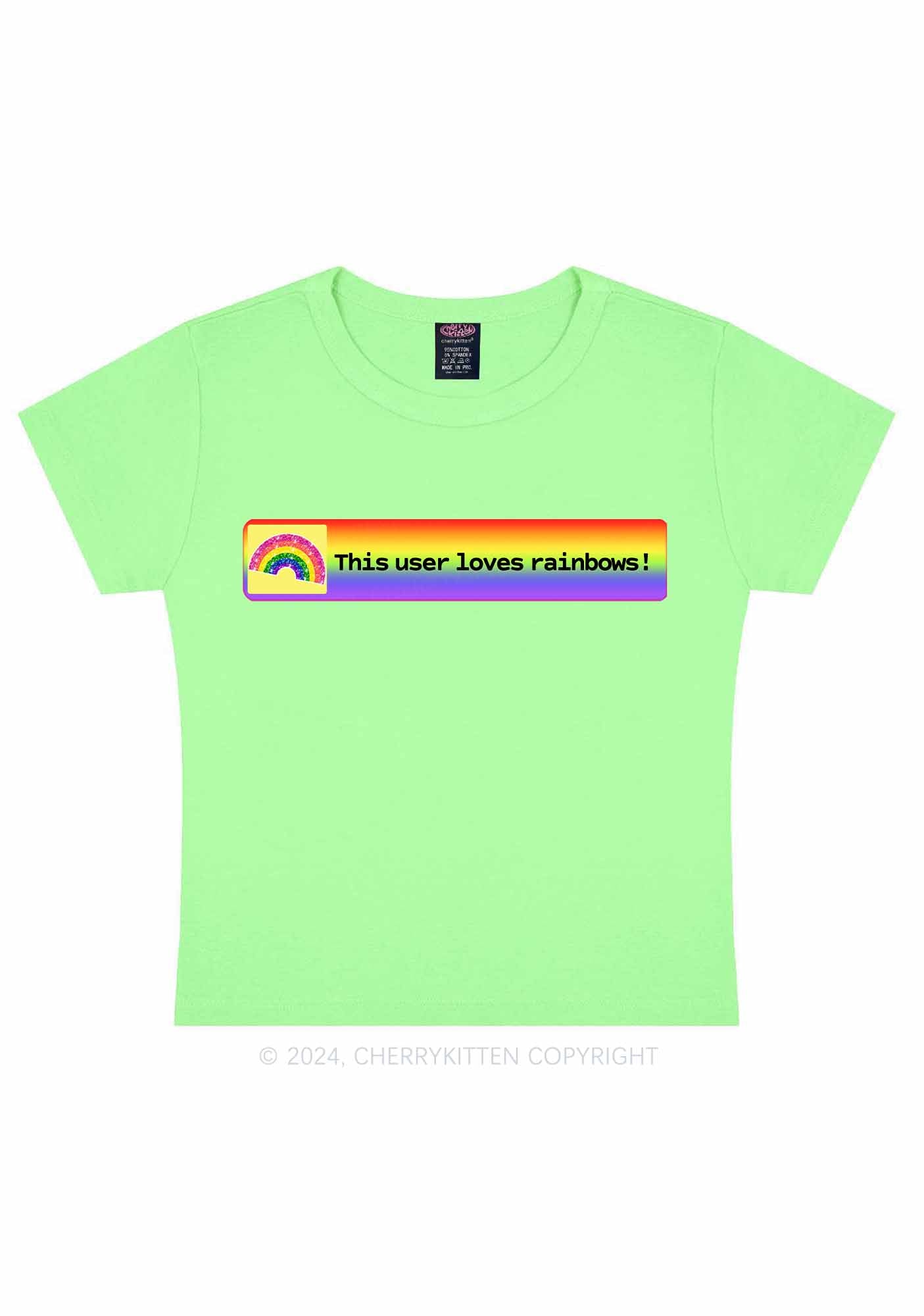 This User Loves Rainbows Y2K Baby Tee Cherrykitten