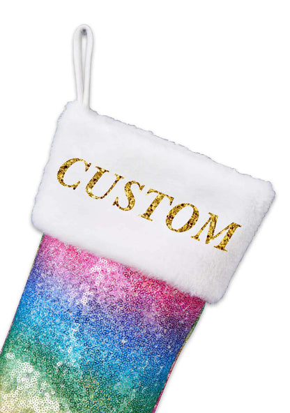 Custom Name Colorful Sequin Y2K Christmas Stockings Cherrykitten