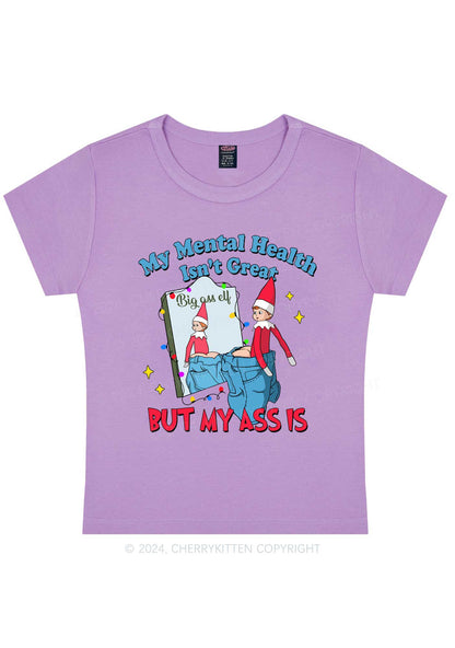 Christmas Big Axx Elf Y2K Baby Tee Cherrykitten