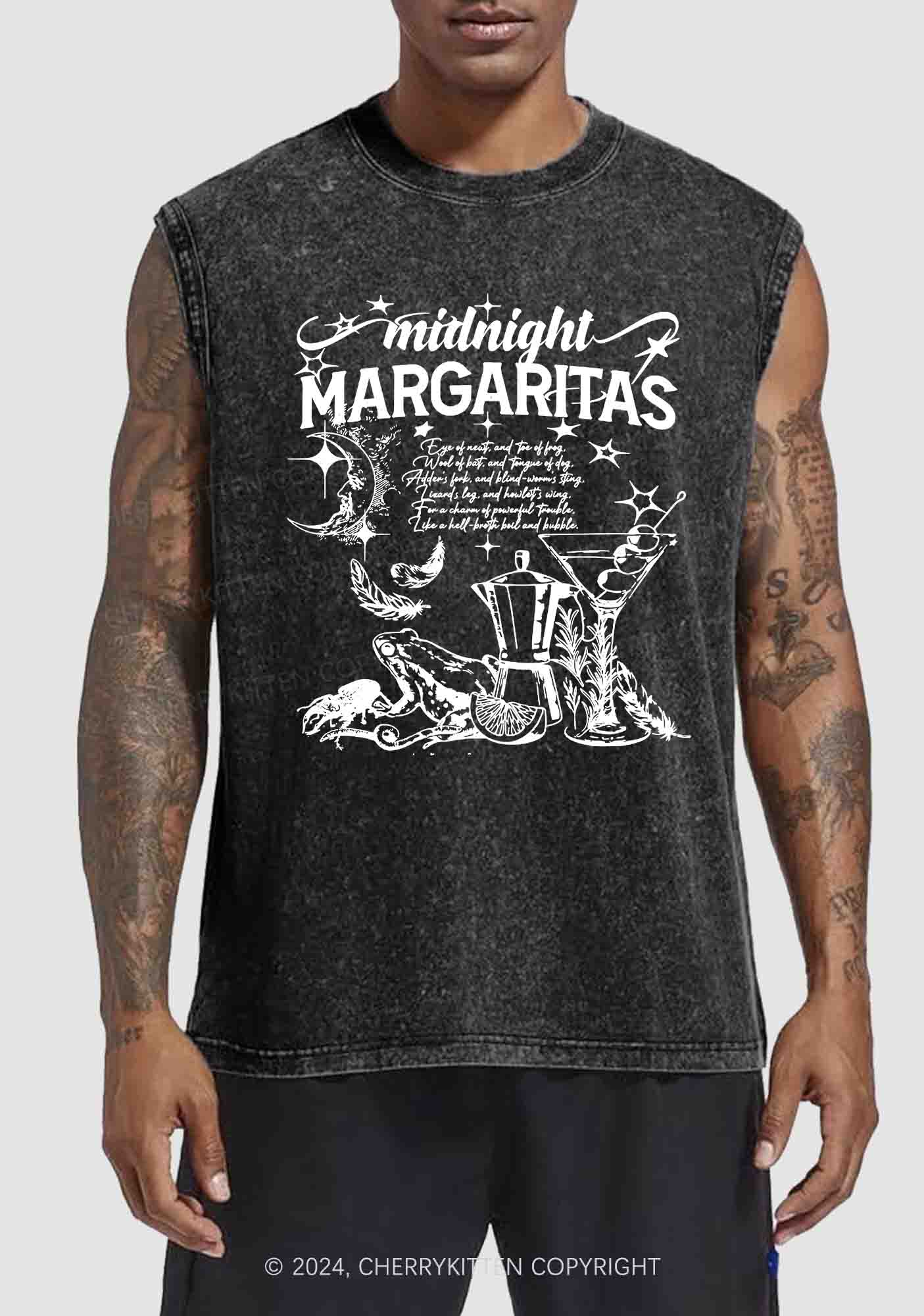 Halloween Midnight Margaritas Y2K Washed Tank Cherrykitten