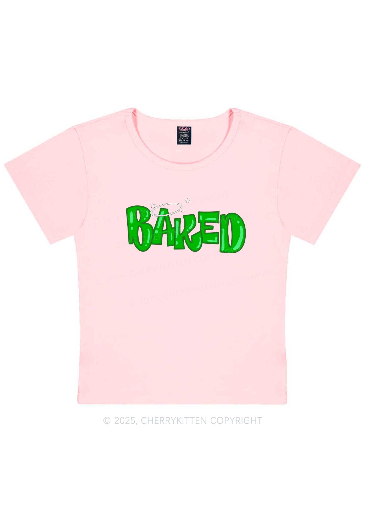 Green Baked Y2K Baby Tee Cherrykitten