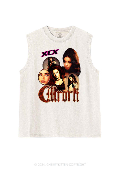 Custom Vintage Portrait Y2K Washed Tank Cherrykitten