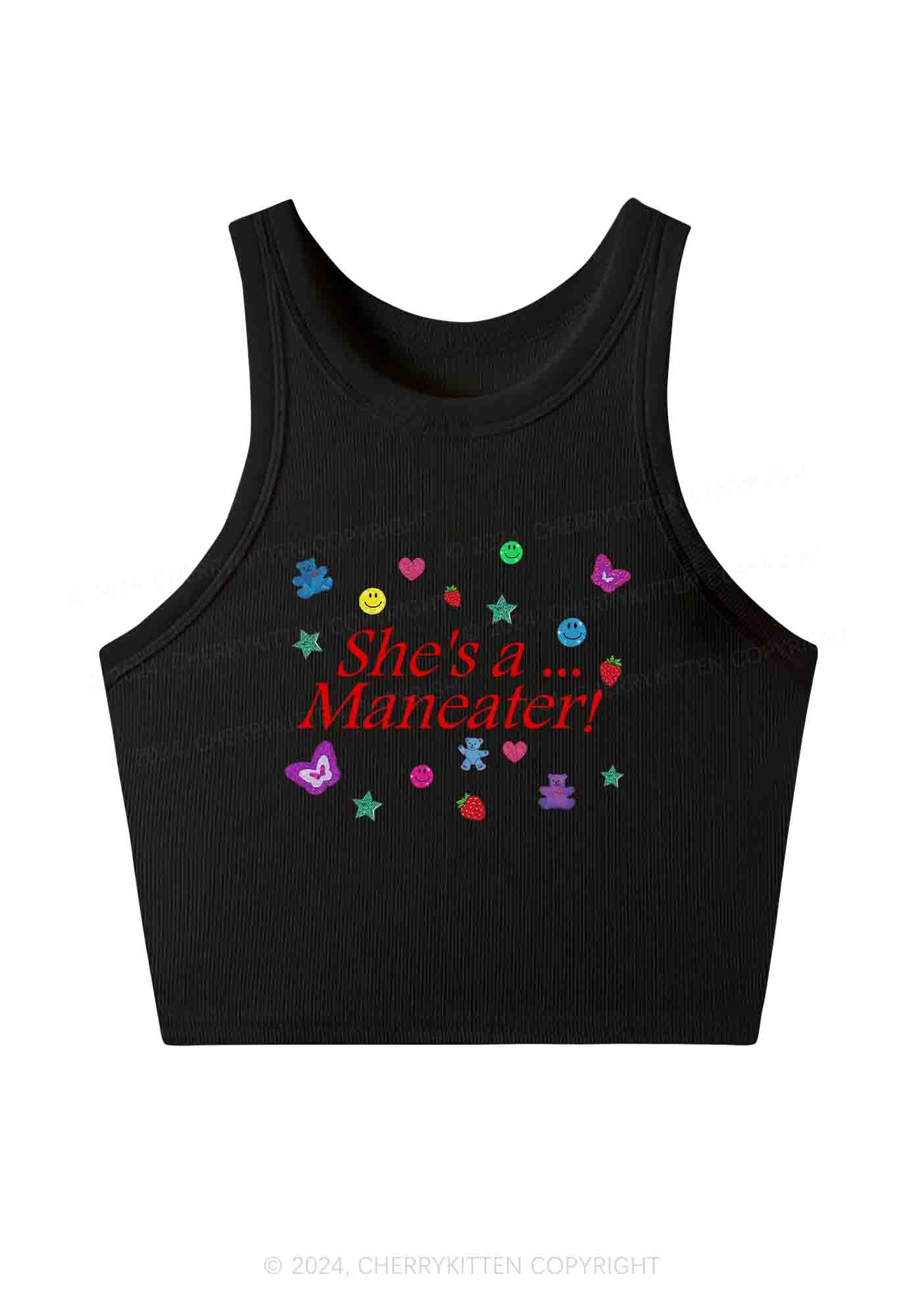 She's A Maneater Y2K Crop Tank Top Cherrykitten