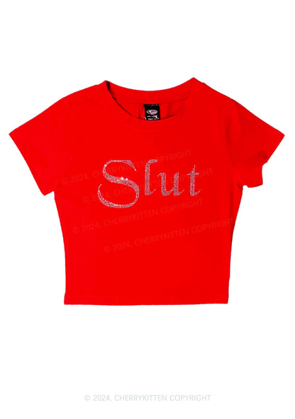 Rhinestone Slxt Y2K Baby Tee Cherrykitten