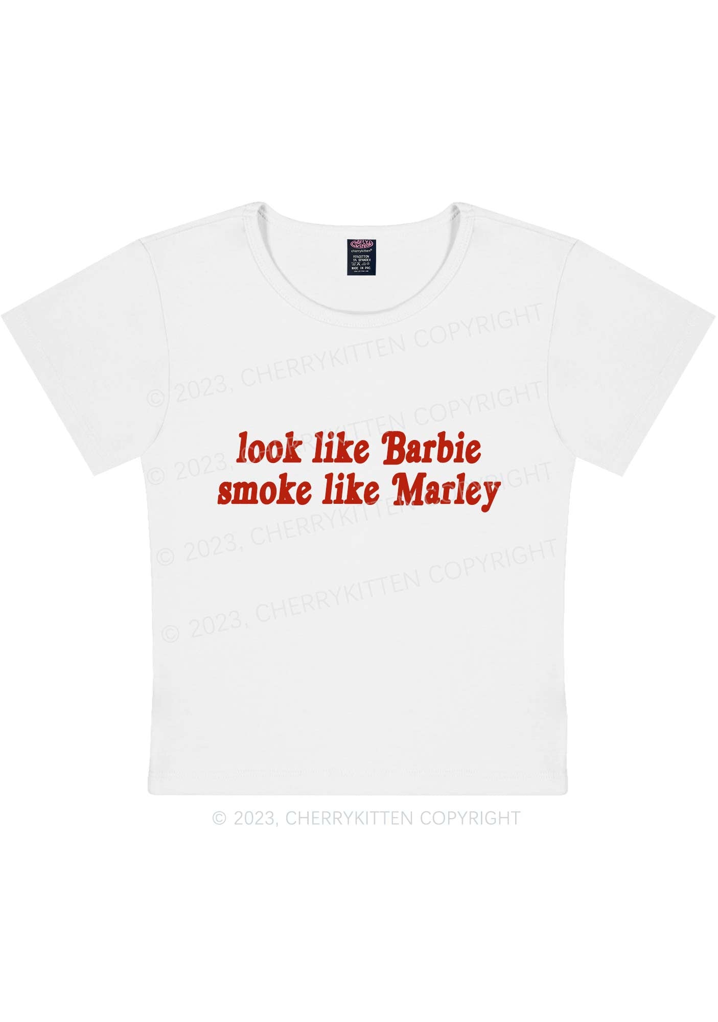 Curvy Smoke Like Marley Y2K Baby Tee Cherrykitten