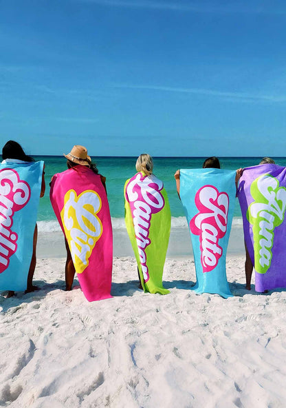 Personalized Name Vintage Family Beach Towel