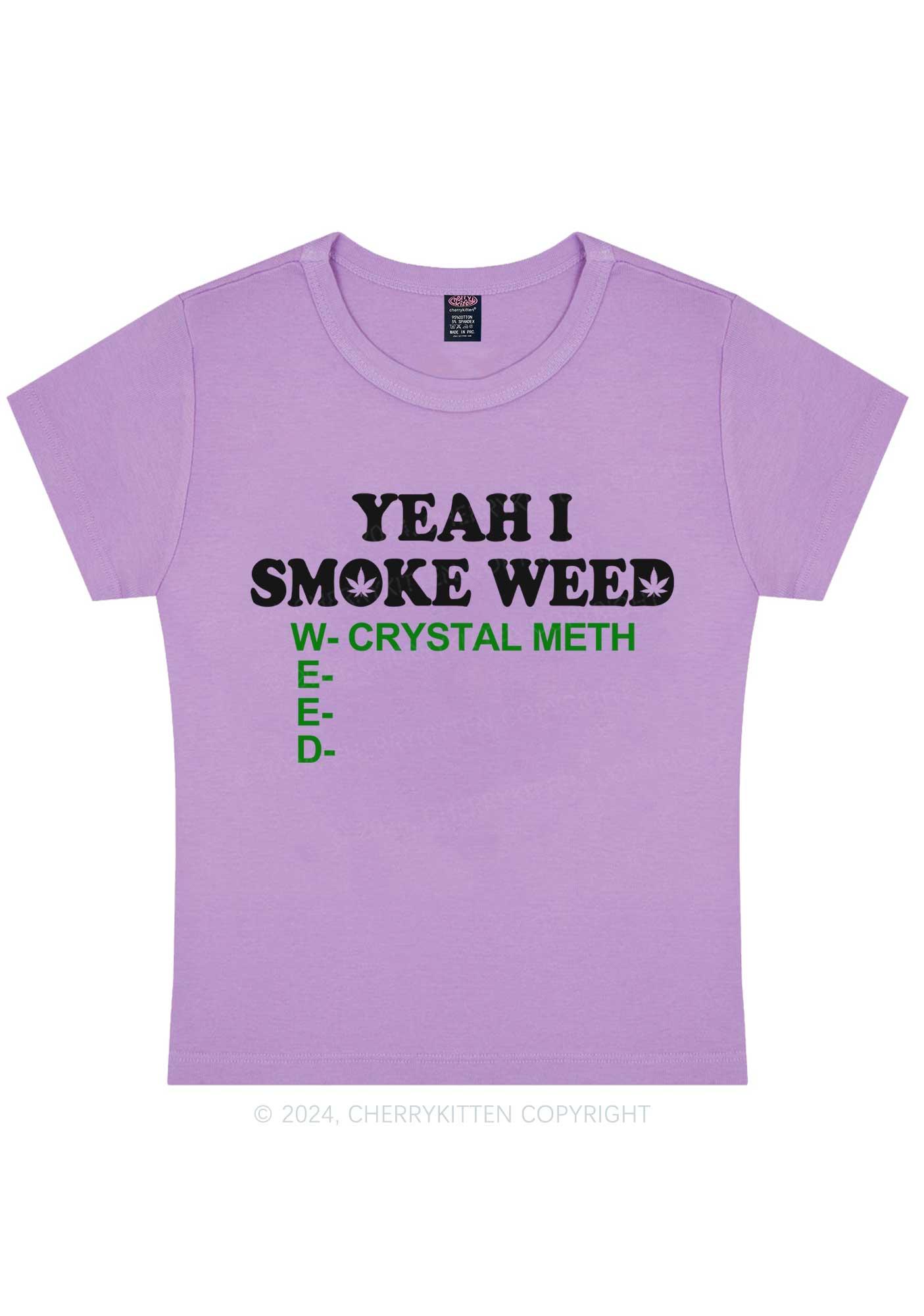 Yeah I Smoke Wxxd Y2K Baby Tee Cherrykitten