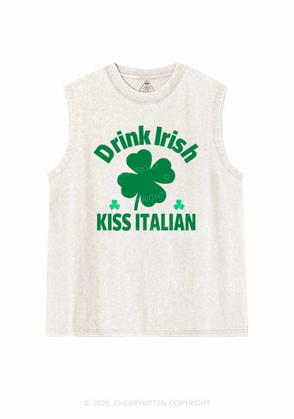 Drink Irish Kiss Italian St Patricks Y2K Washed Tank Cherrykitten