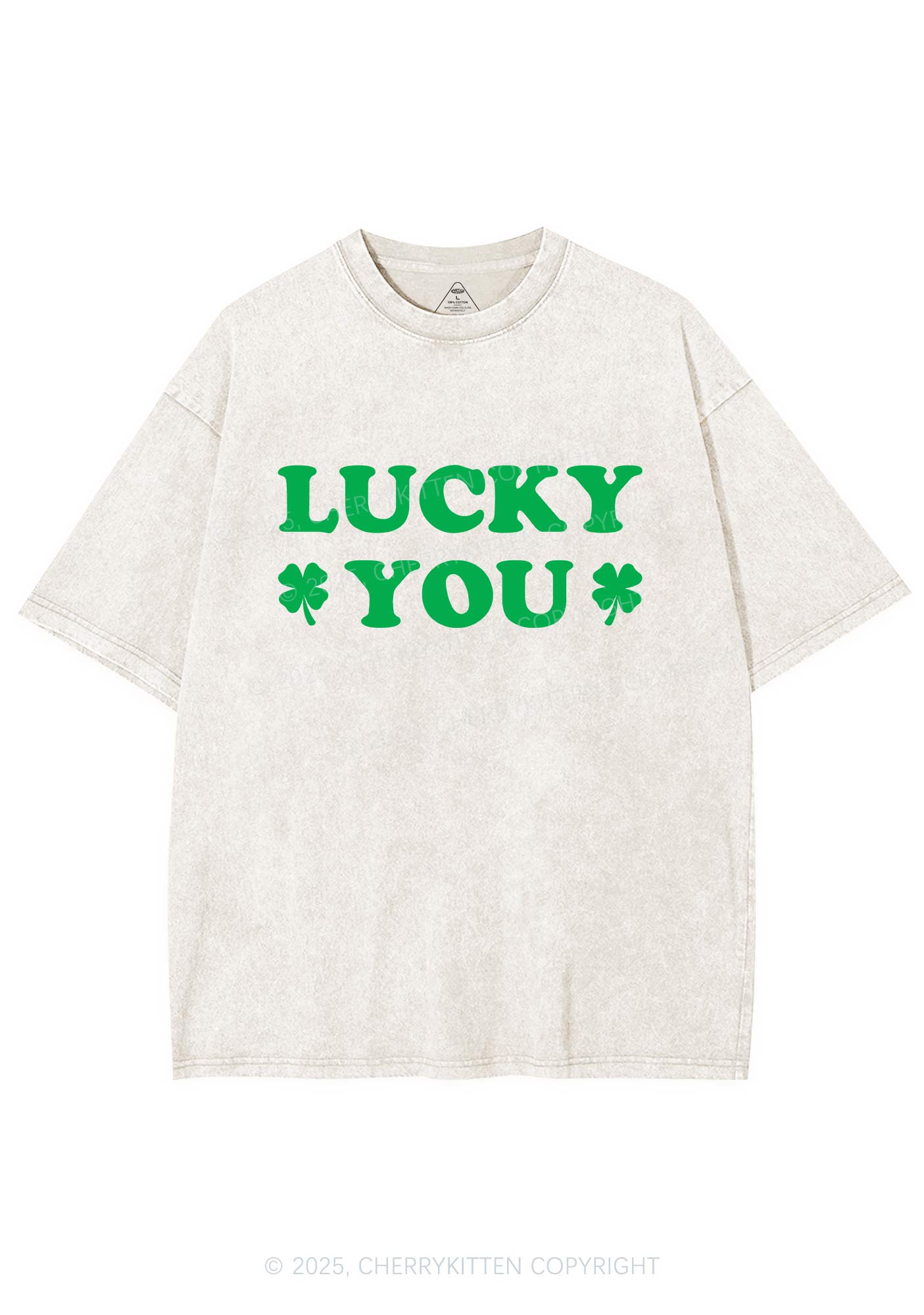 Lucky Green St Patricks Y2K Washed Tee Cherrykitten