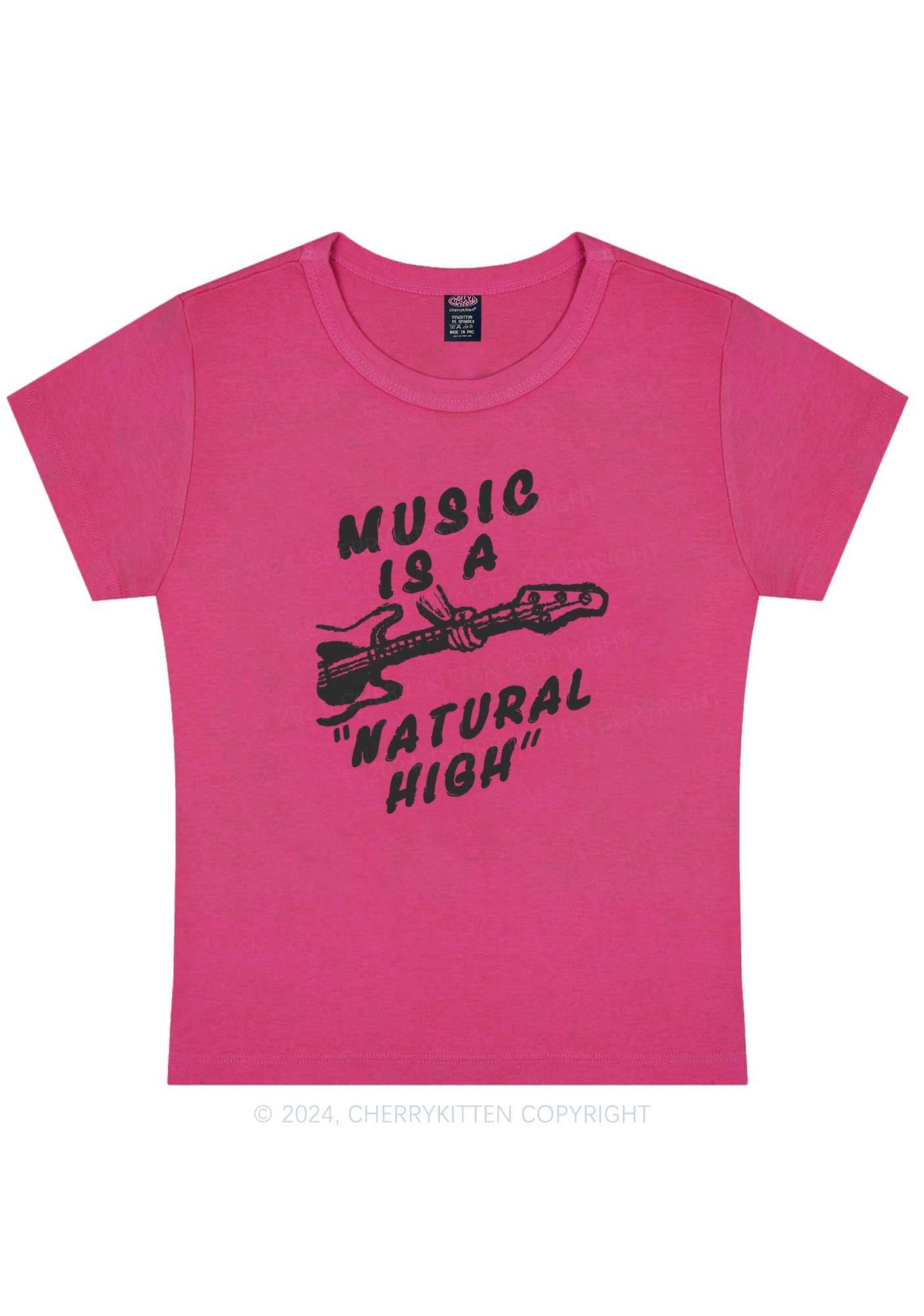 Curvy Music Is A Natural High Y2K Baby Tee Cherrykitten