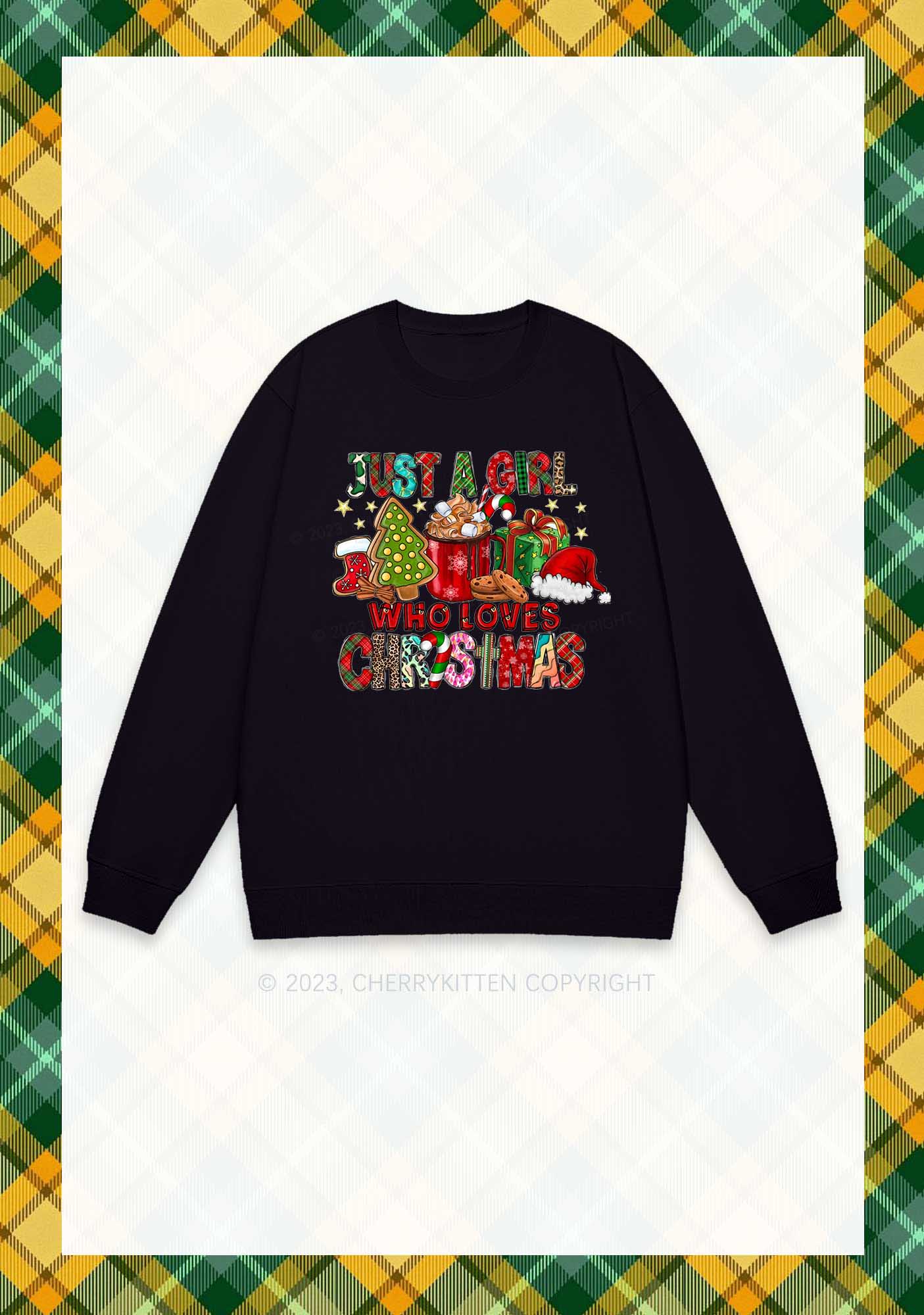 Just A Girl Who Loves Christmas Y2K Sweatshirt Cherrykitten