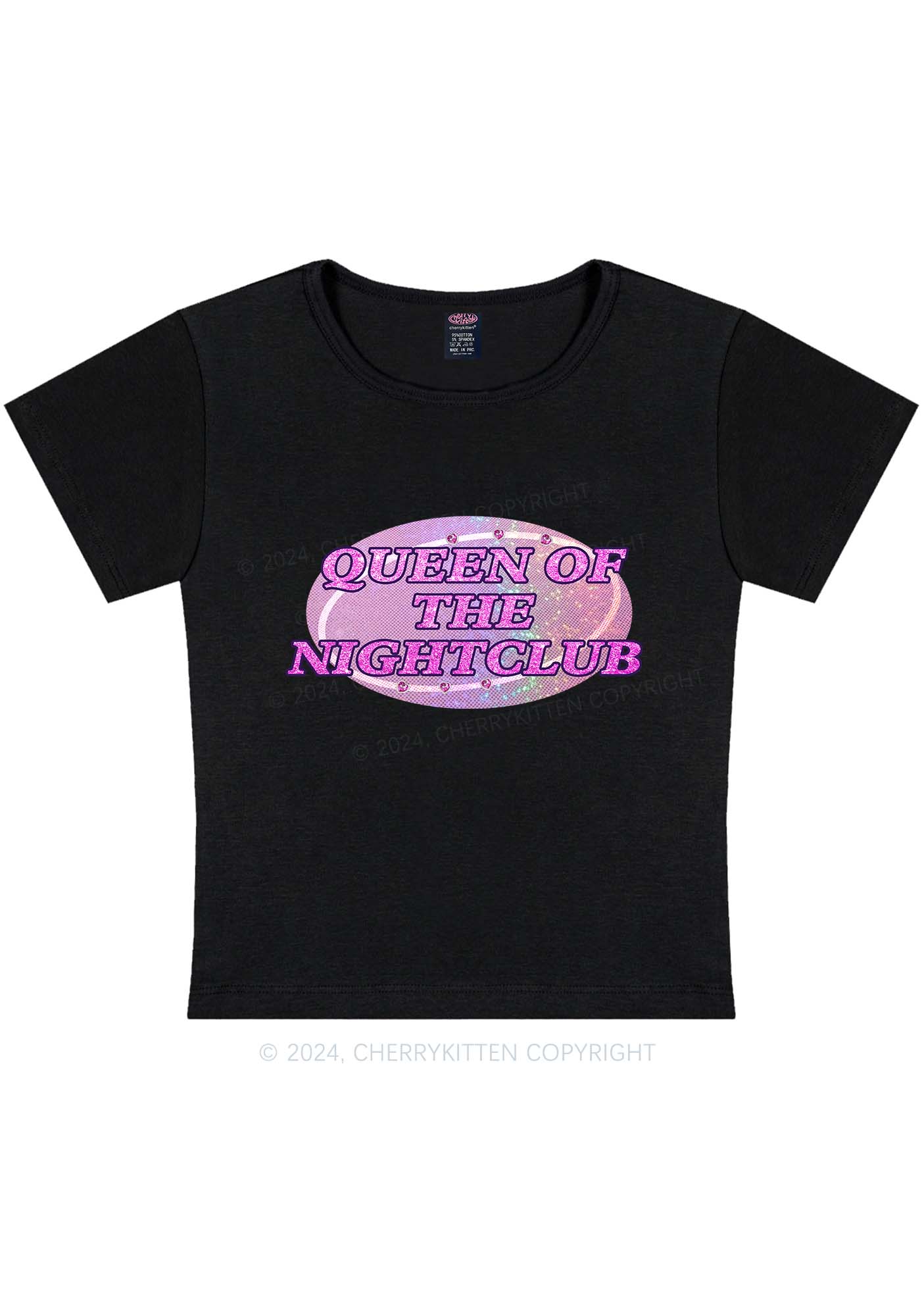 Curvy Queen Of Nightclub Y2K Baby Tee Cherrykitten