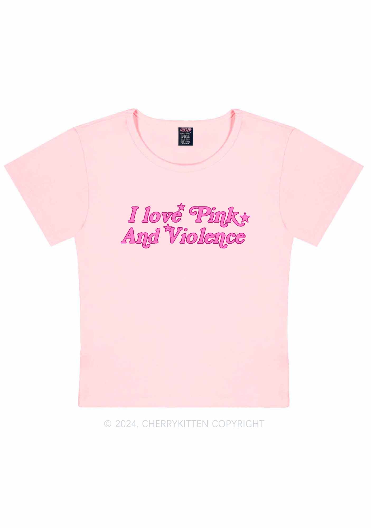 I Love Pink Y2K Baby Tee Cherrykitten