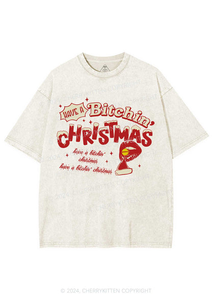 Christmas Red Lips Y2K Washed Tee Cherrykitten