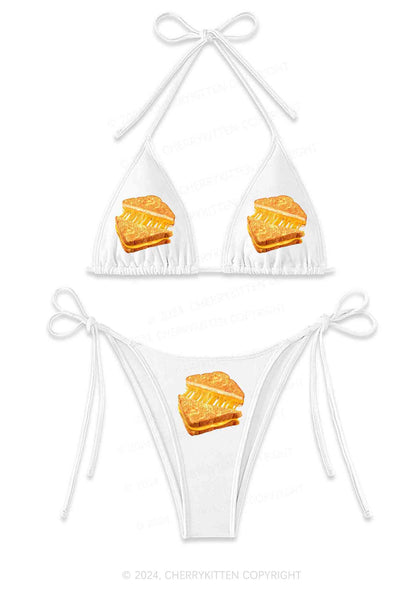 Cheese Toast Y2K Halter Triangle Bikini Set Cherrykitten