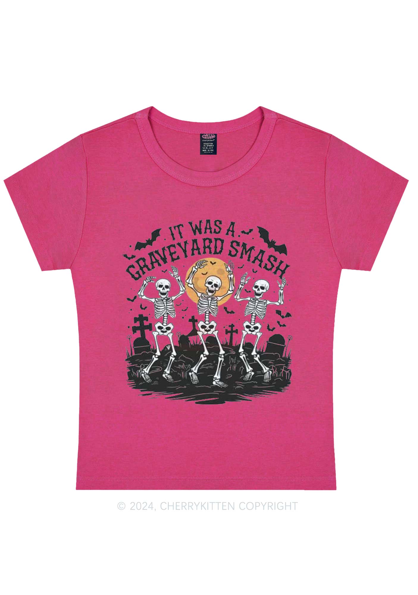 Halloween Graveyard Smash Y2K Baby Tee Cherrykitten