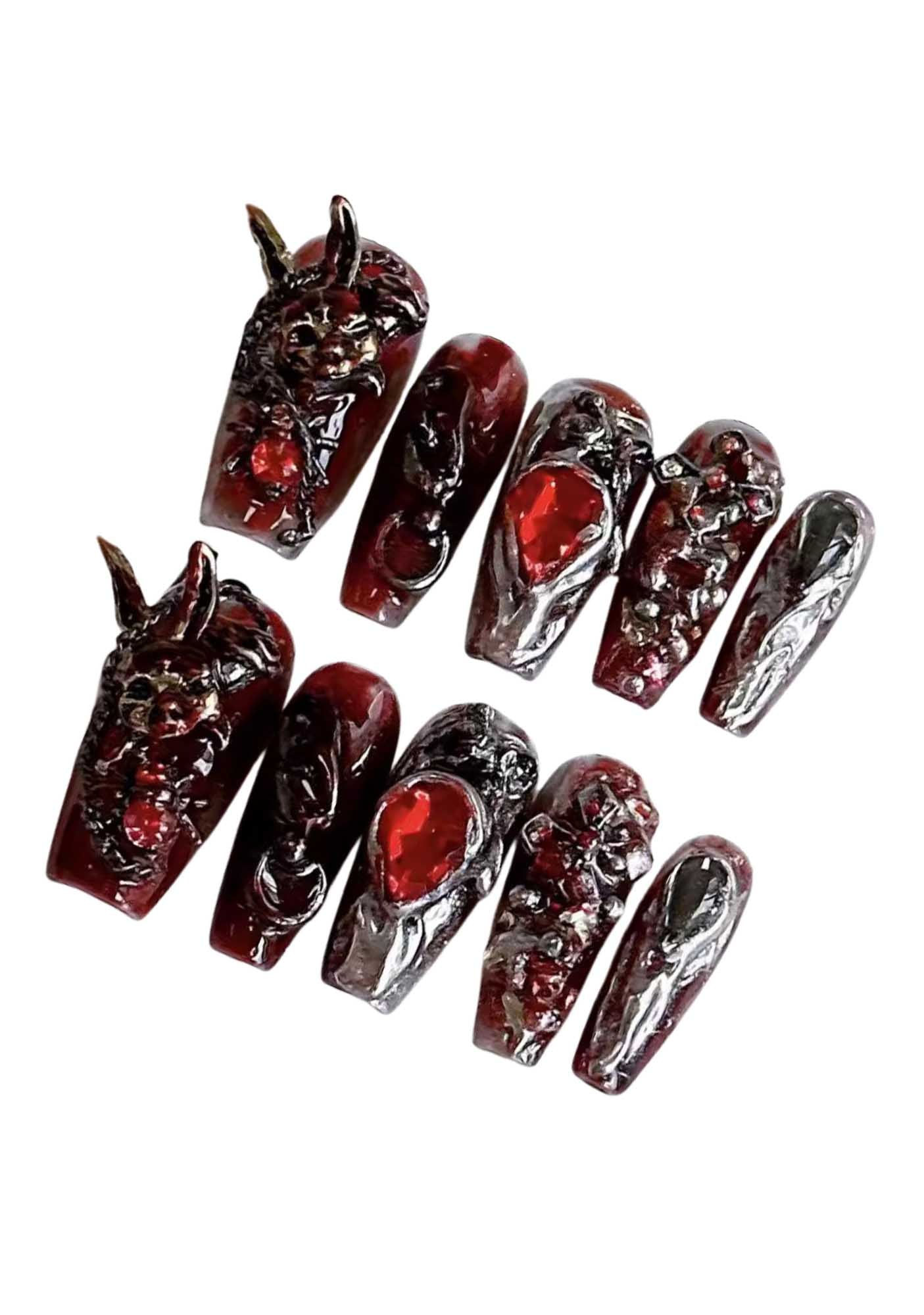 Halloween Lava Devil Y2K Press On Nails Cherrykitten