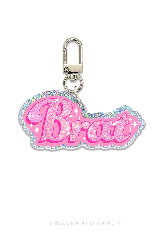 BRAT 1Pc Y2K Glitter Keychain Cherrykitten