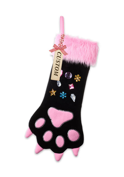 Custom Name Diamond Cat Paw Y2K Christmas Stockings Cherrykitten