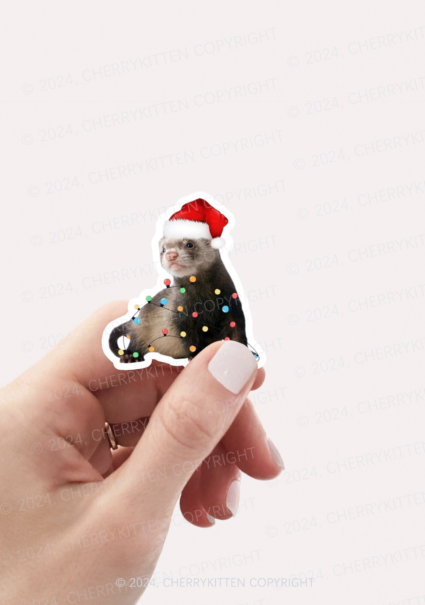 Christmas Ferret Lights 1Pc Y2K Sticker Cherrykitten