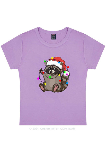 Christmas Raccoon Y2K Baby Tee Cherrykitten