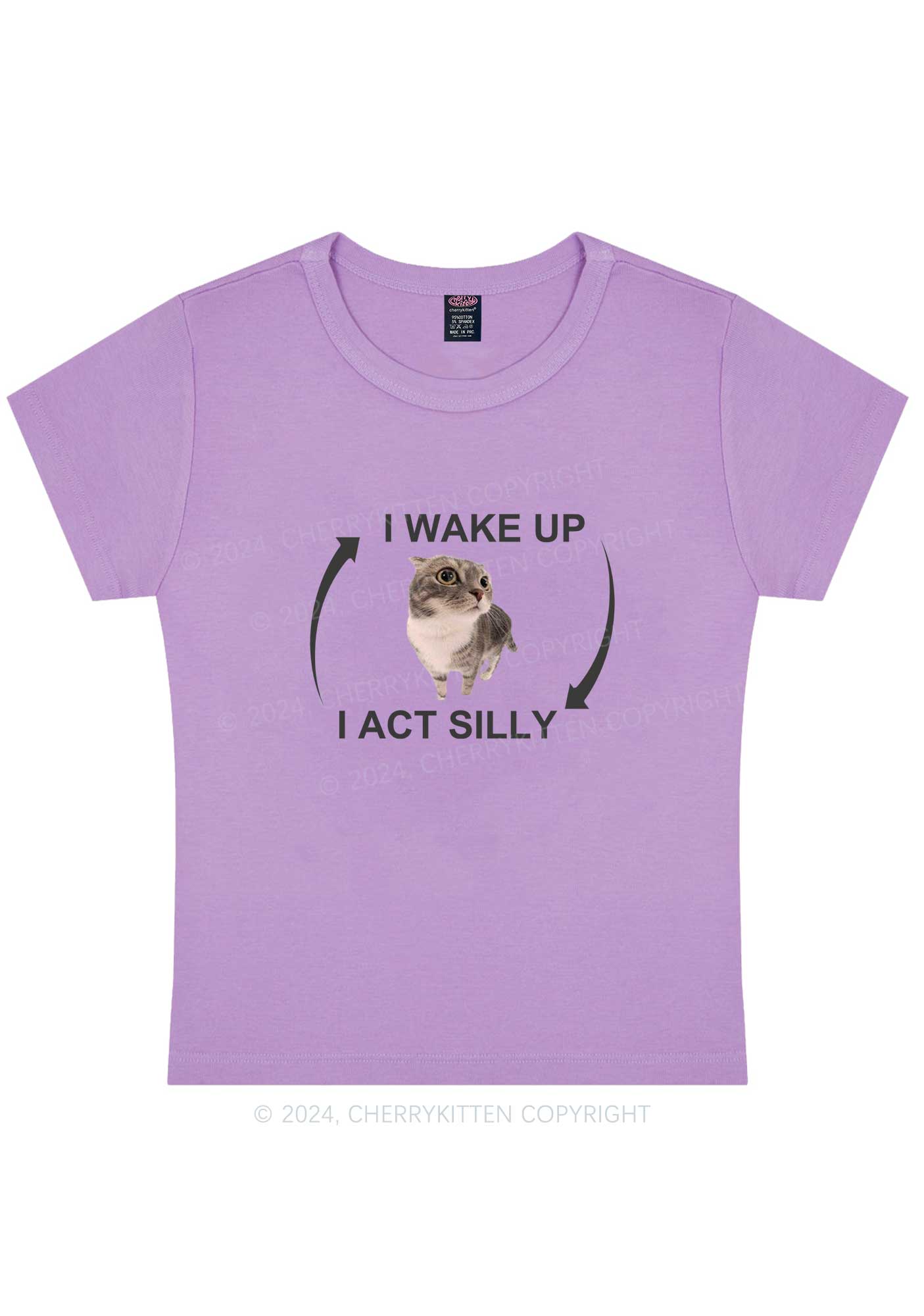 Wake Up Act Silly Y2K Baby Tee Cherrykitten