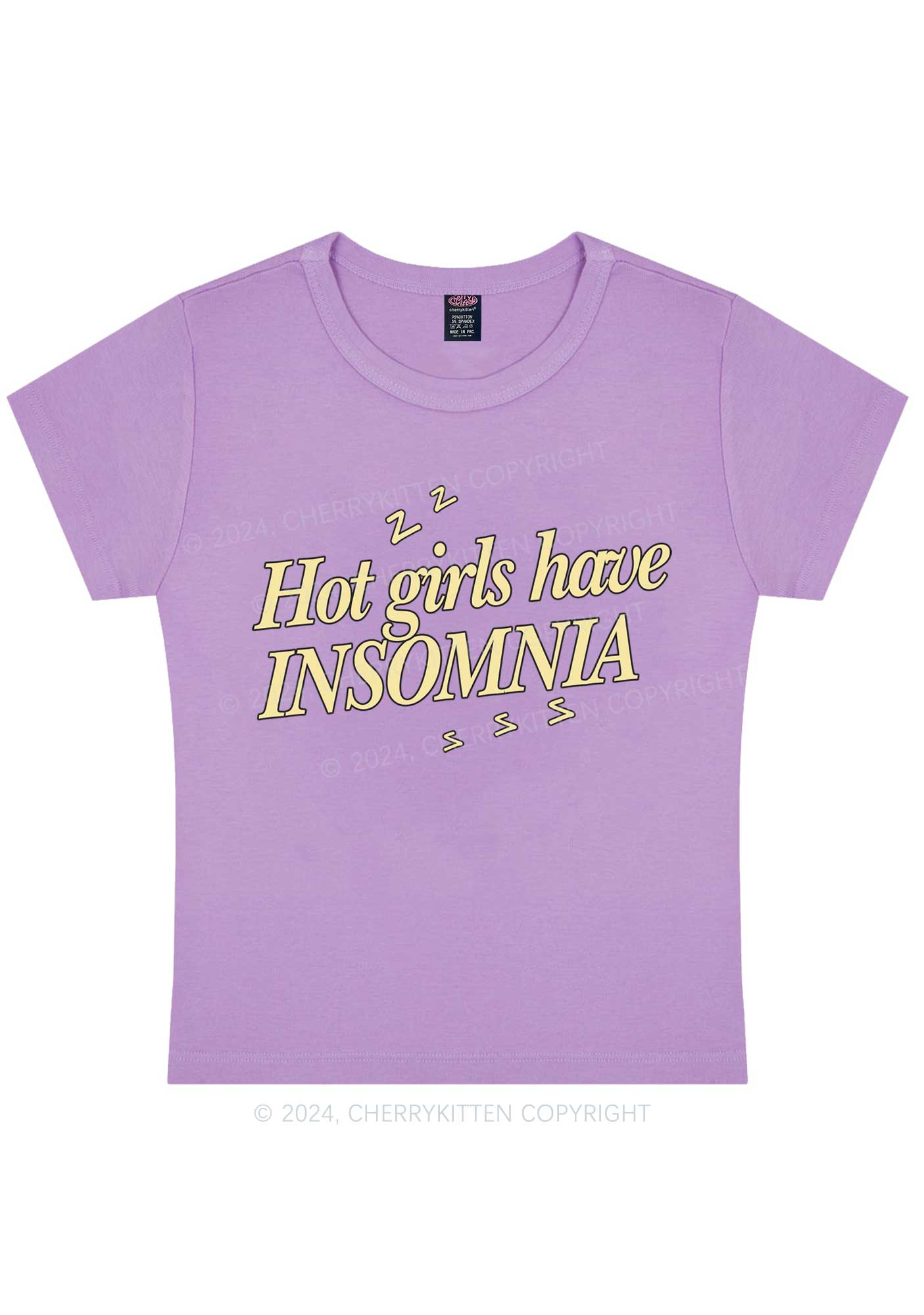 Hot Girls Have Insomnia Y2K Baby Tee Cherrykitten