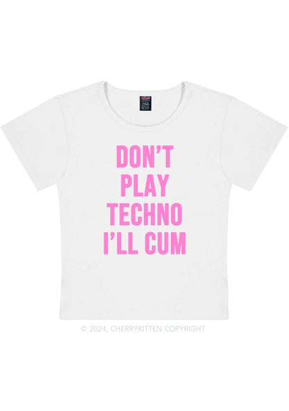 Curvy Don't Play Techno Y2K Baby Tee Cherrykitten