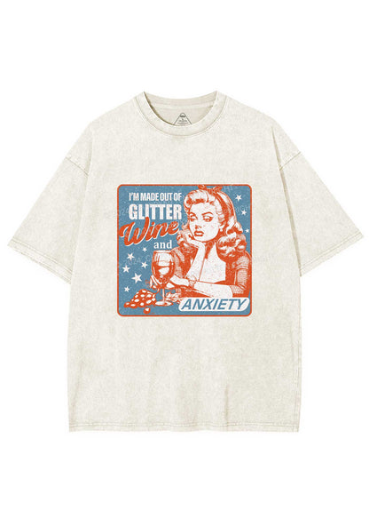 Glitter Wine And Anxiety Y2K Washed Tee Cherrykitten