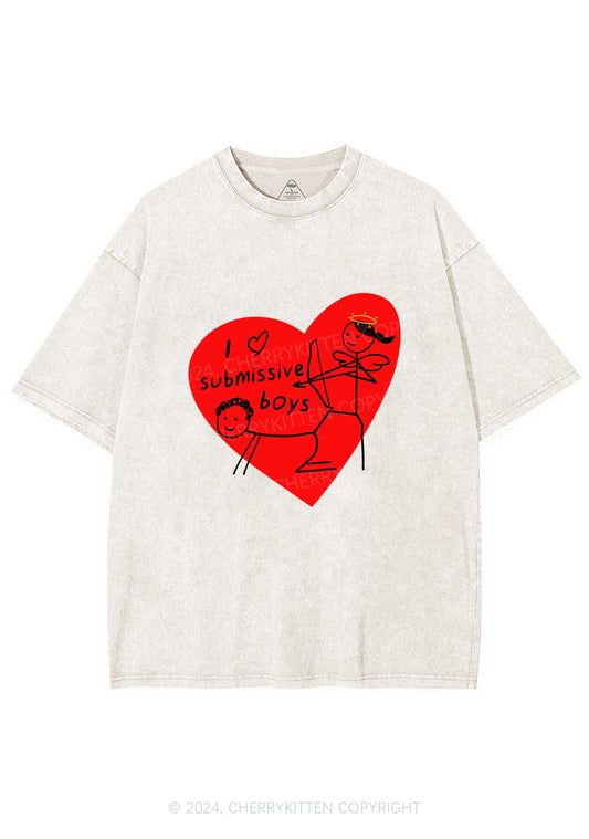 Girl Love S Boys Y2K Valentine's Day Washed Tee Cherrykitten