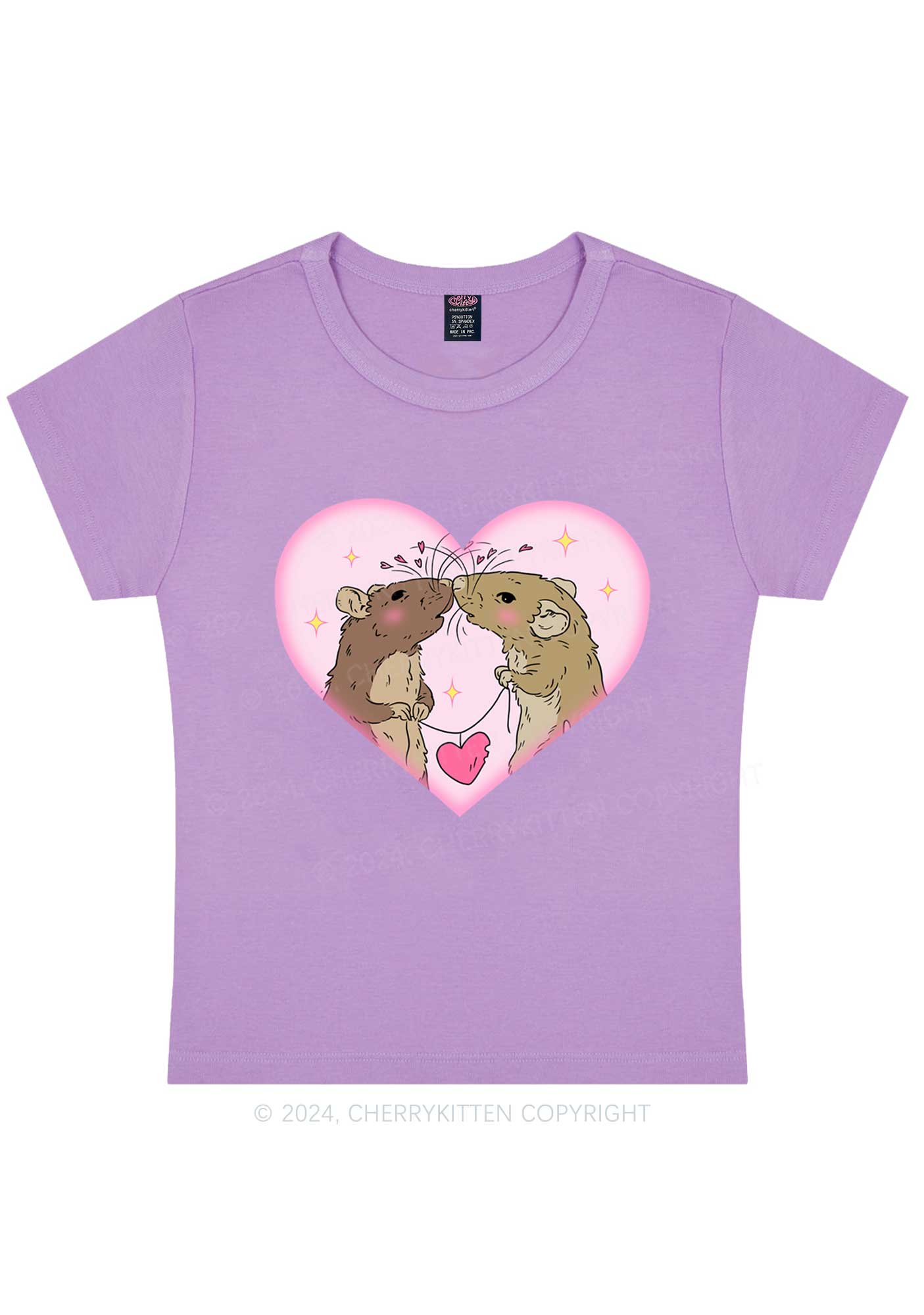 Two Rats Kiss Y2K Valentine's Day Baby Tee Cherrykitten