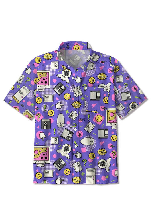 1990s Retro Computer Stickers Print Shirts