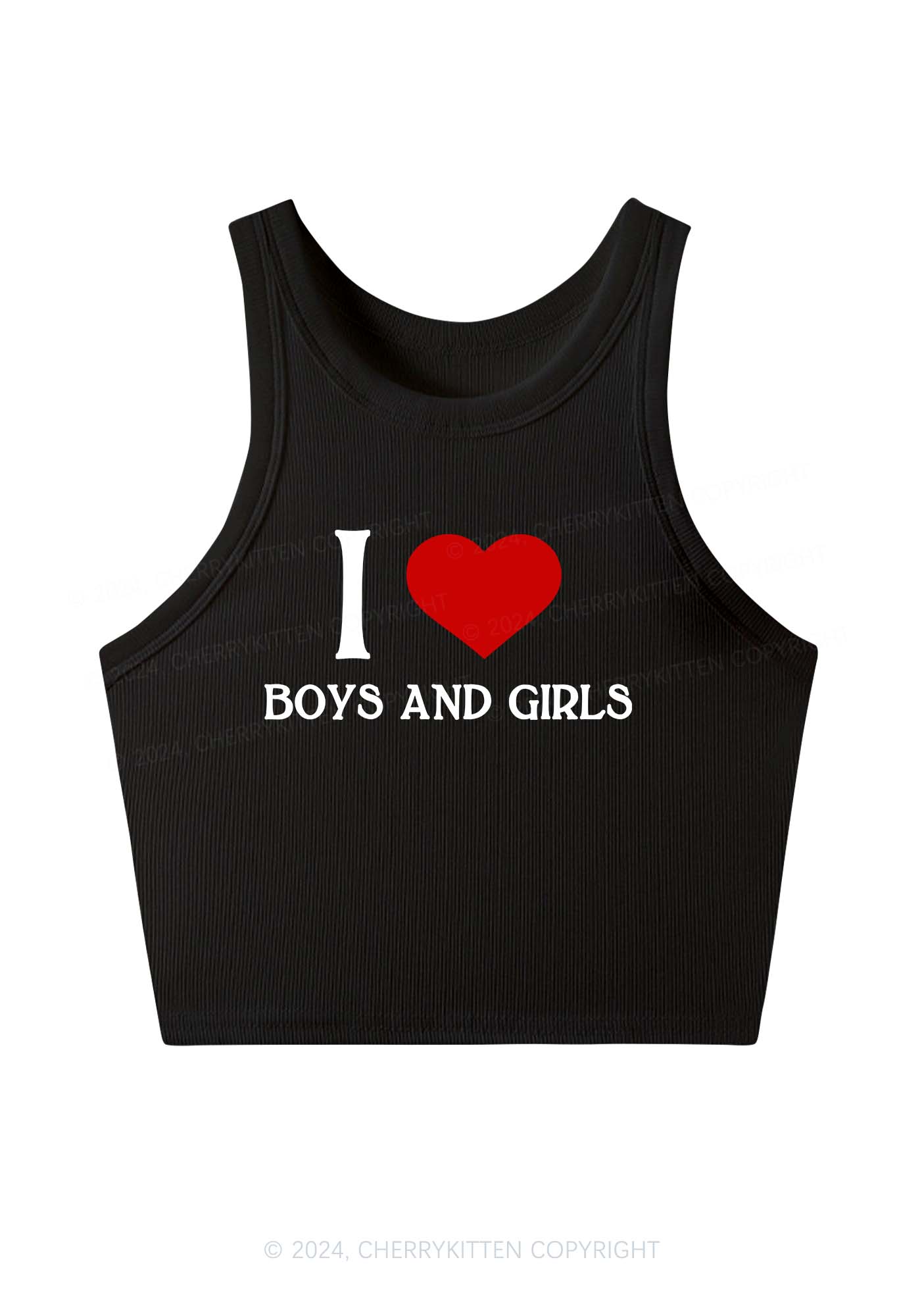 I Love Boys and Girls Y2K Crop Tank Top Cherrykitten