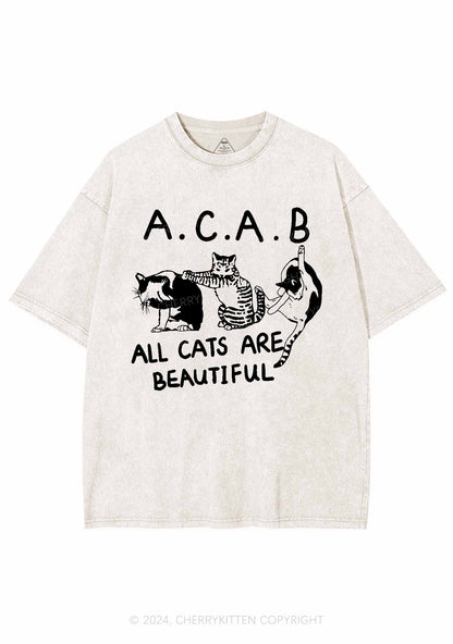 ACAB Cats Y2K Washed Tee Cherrykitten