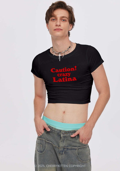 Caution Crazy Latina Y2K Baby Tee Cherrykitten