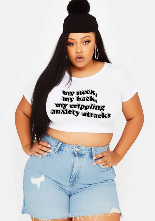 Curvy My Crippling Anxiety Attacks Y2K Baby Tee Cherrykitten