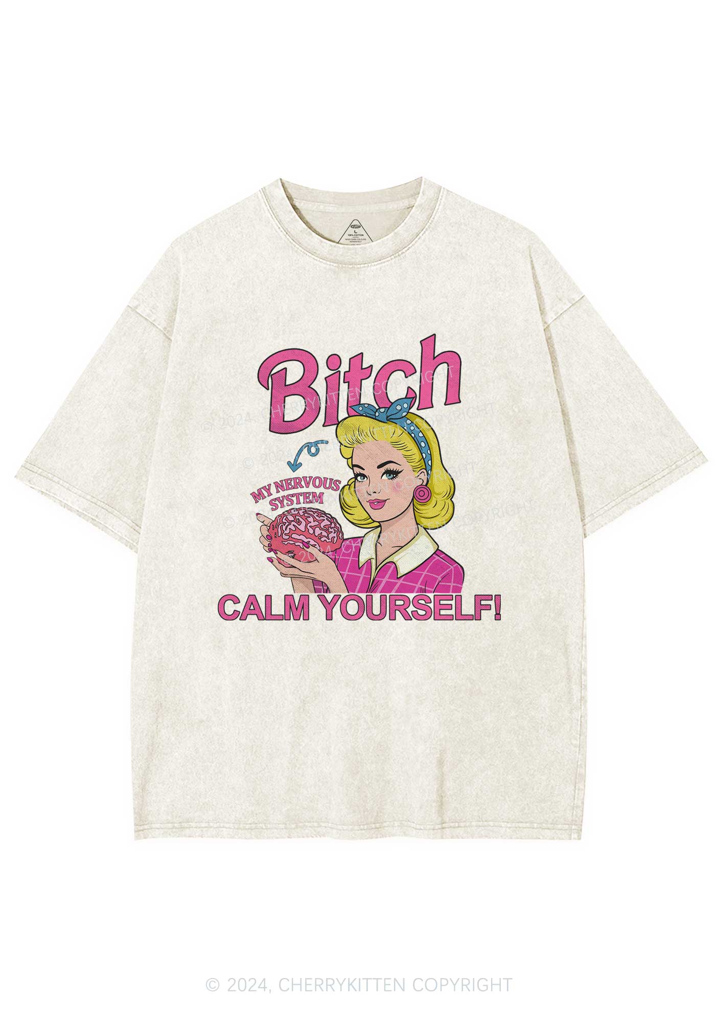 Bxxch Calm Yourself Y2K Washed Tee Cherrykitten