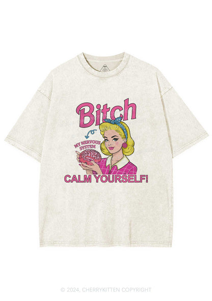 Bxxch Calm Yourself Y2K Washed Tee Cherrykitten