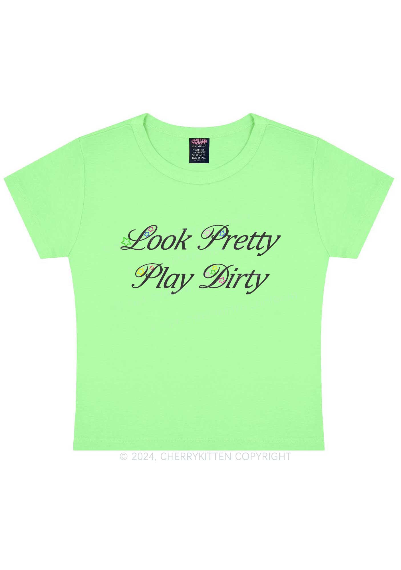 Look Pretty Play Dirty Y2K Baby Tee Cherrykitten