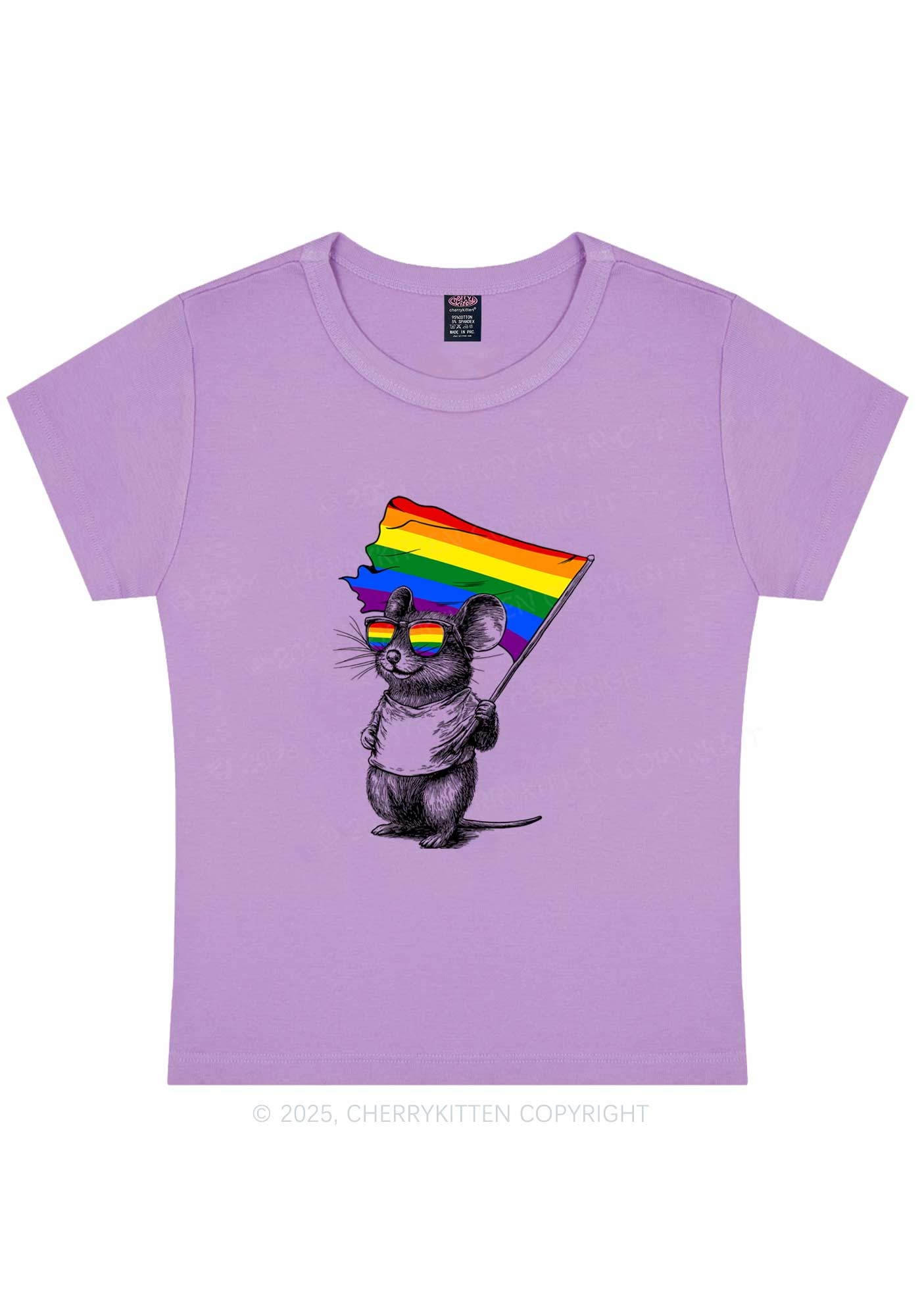 Rainbow Flag Rat Y2K Baby Tee Cherrykitten