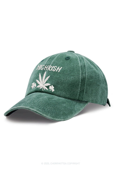 Embroidered Highrish St Patricks Y2K Washed Baseball Cap Cherrykitten