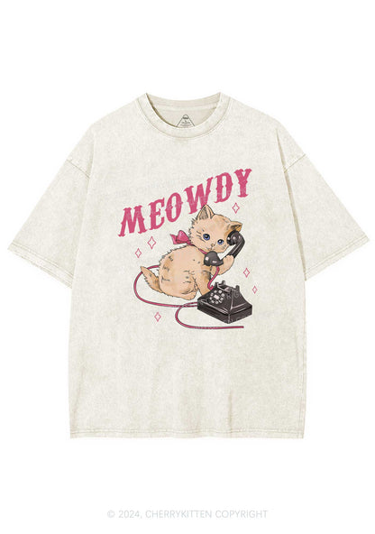 Meowdy Kitten Y2K Washed Tee Cherrykitten