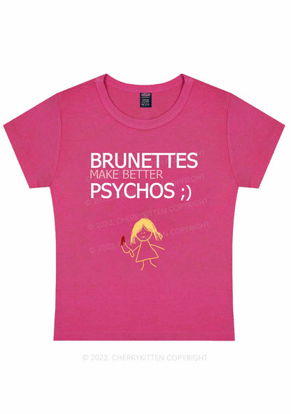 Curvy Brunettes Make Better Psychos Y2K Baby Tee Cherrykitten