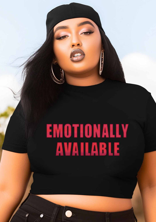 Curvy Emotionally Available Y2K Baby Tee Cherrykitten