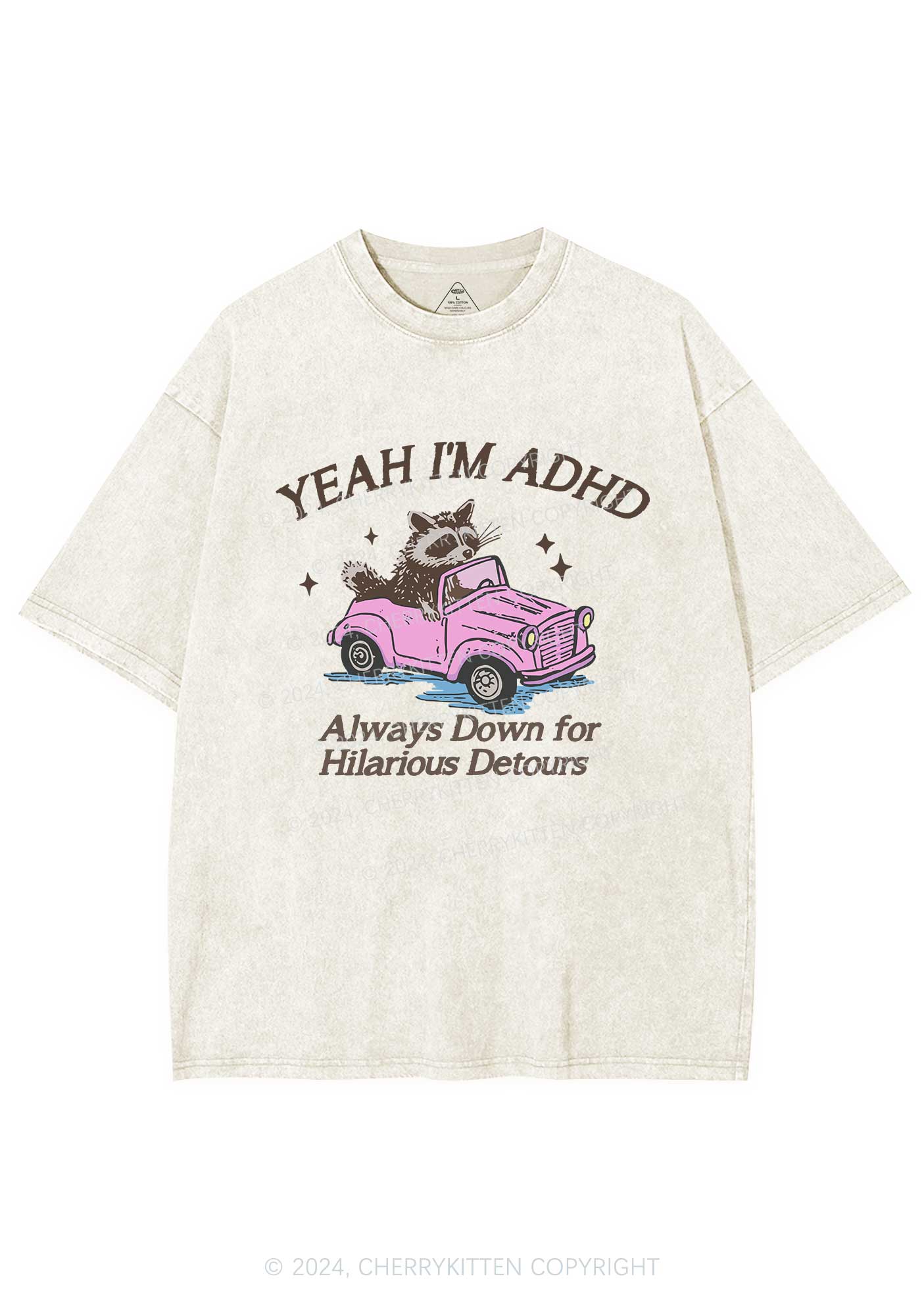 I'm ADHD Y2K Washed Tee Cherrykitten