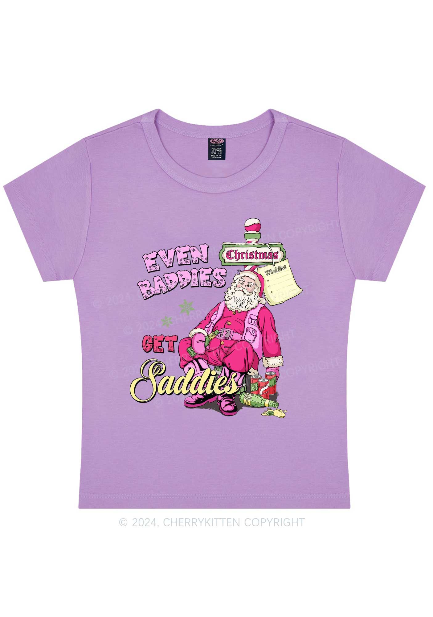 Christmas Baddies Santa Y2K Baby Tee Cherrykitten