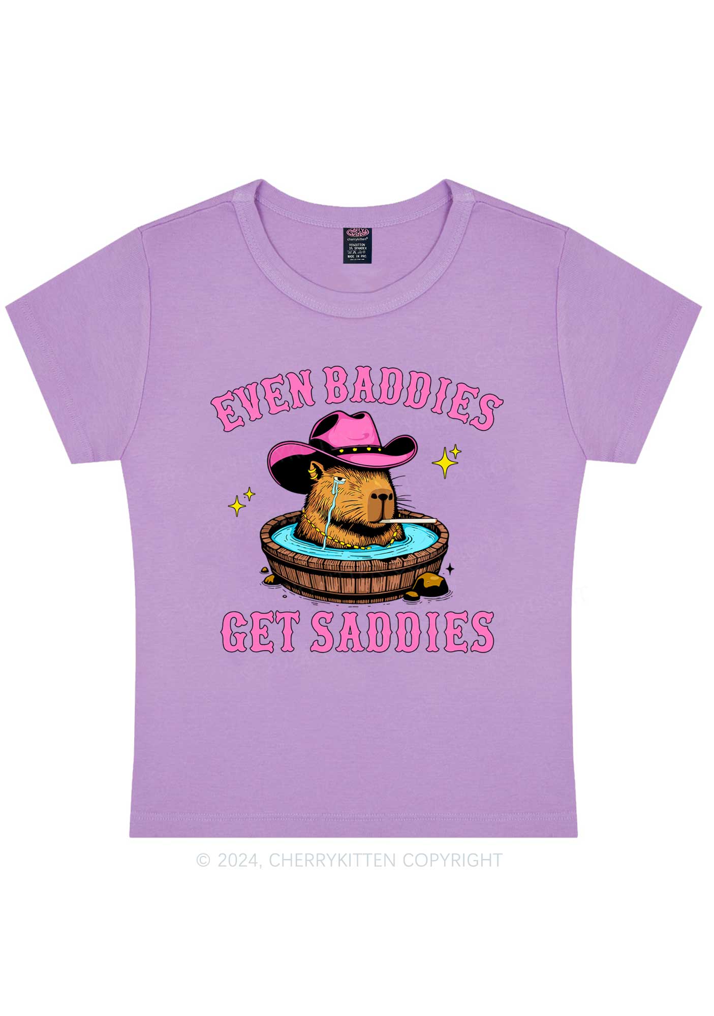 Capybara Get Saddies Y2K Baby Tee Cherrykitten