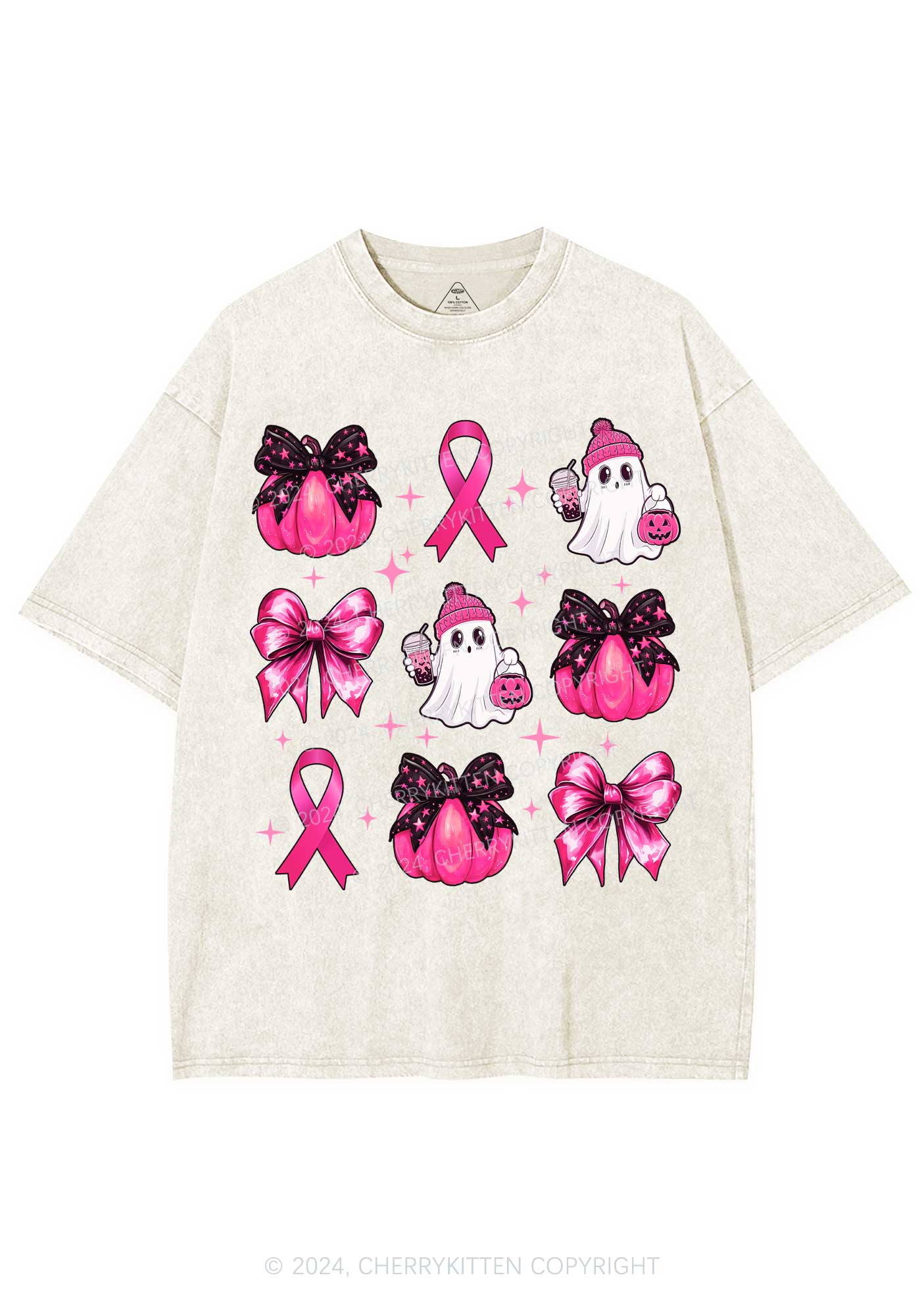 Halloween Pink Pumpkin Y2K Washed Tee Cherrykitten